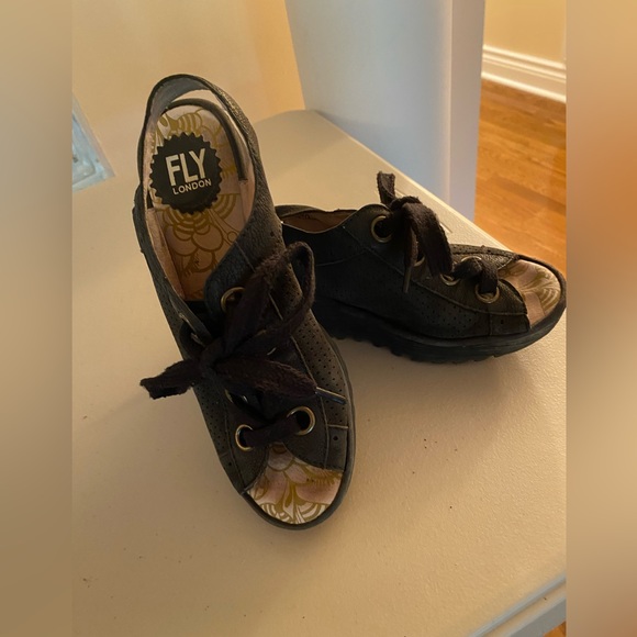 Fly London black sandals, used, size 6 - Picture 3 of 4